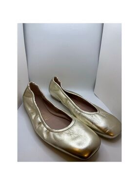 Women's Stuart Weitzman Gold Leather Ballet Flats Size 9